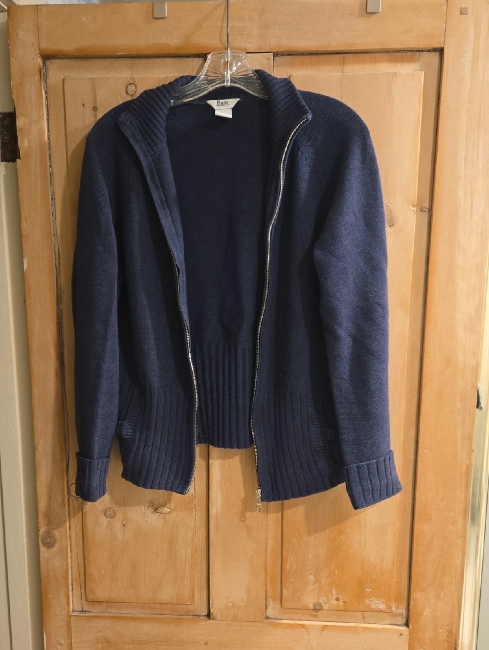 Bass Navy Knit Zip Cardigan